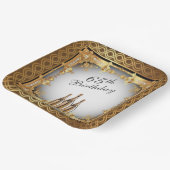 Elegant Gold Rim 65th Birthday Party Papieren Bordje (Gebogen)