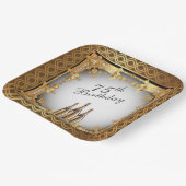 Elegant Gold Rim 75th Birthday Party Papieren Bordje (Gebogen)