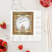 Elegant Gold Rim 80th Birthday Party Paper Servet (Insitu)