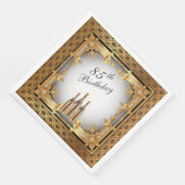 Elegant Gold Rim 85th Birthday Party Paper Servet (Hoek)