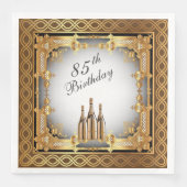 Elegant Gold Rim 85th Birthday Party Paper Servet (Voorkant)