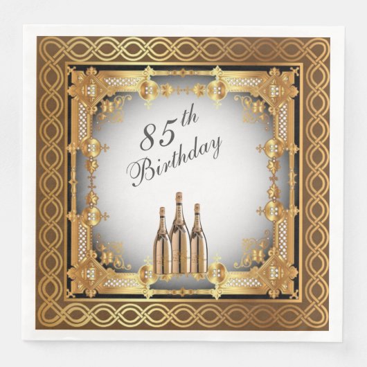 Elegant Gold Rim 85th Birthday Party Paper Servet (Voorkant)