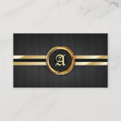 Elegant Gold Ring Monogram Dark Wood Visitekaartje (Voorkant)