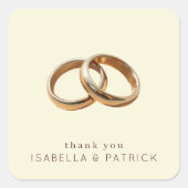 Elegant Gold Rings Thank You Vierkante Sticker (Voorkant)