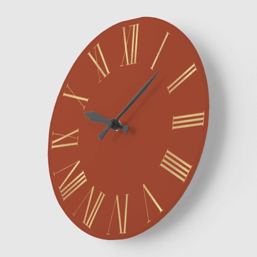 Elegant Gold Roman Numerals op Terra Cotta Grote Klok (Hoek)
