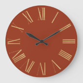 Elegant Gold Roman Numerals op Terra Cotta Grote Klok (Voorkant)