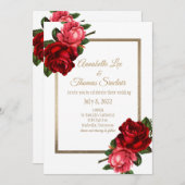 Elegant Gold Romantic Roos Wedding Invitation Kaart (Voorkant / Achterkant)