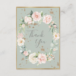 Elegant Gold Romantic Waterverf Floral Wedding Bedankkaart