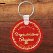 Elegant Gold | Rood Afstudeerder Pet van 2023 Sleutelhanger (Voorkant)