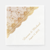 Elegant Gold Roos Border Faux Lace Wedding Servet (Voorkant)