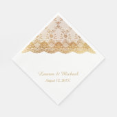 Elegant Gold Roos Border Faux Lace Wedding Servet (Hoek)