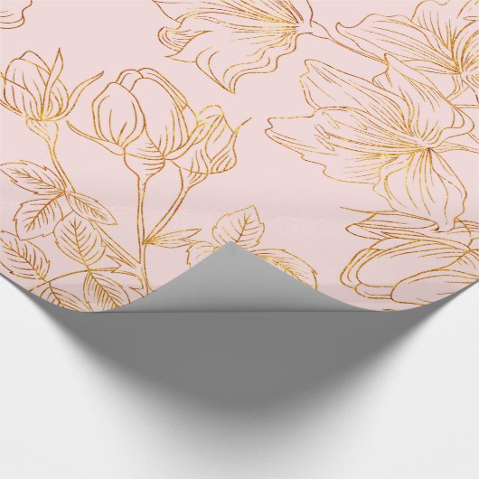 Elegant Gold Roos Cadeaupapier (Hoek)