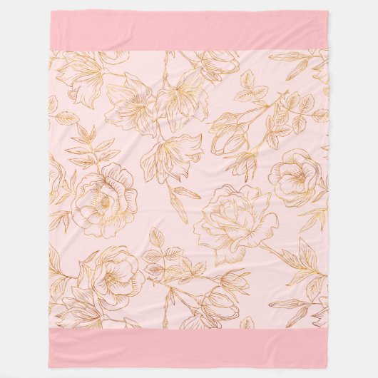 Elegant Gold Roos Fleece Deken (Voorkant)
