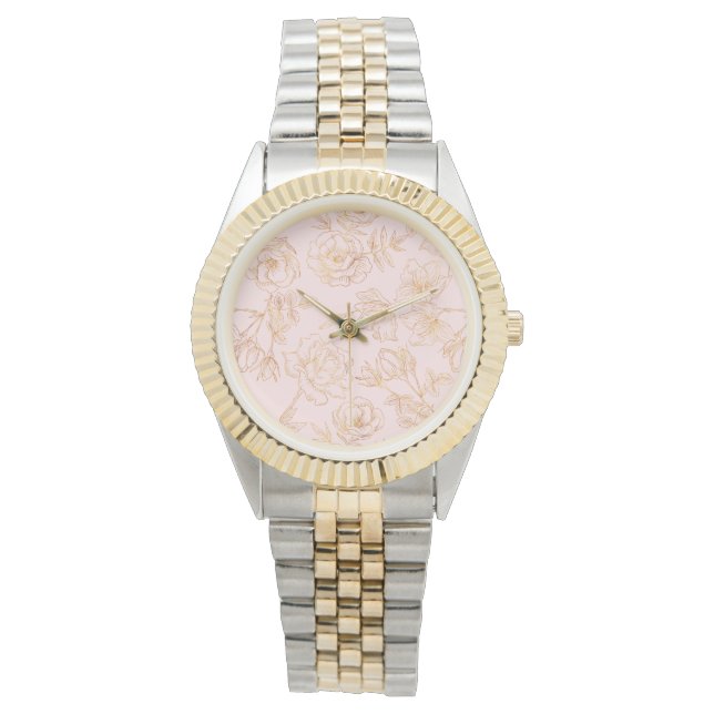 Elegant Gold Roos Horloge (Voorkant)