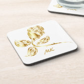 Elegant Gold Roos Monogramed Bier Onderzetter (Linkerzijde)