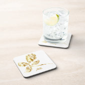Elegant Gold Roos Monogramed Bier Onderzetter (Rechterzijde)