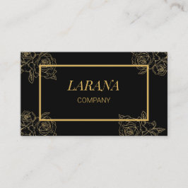 Elegant Gold Roses Black Luxury Professional Visitekaartje