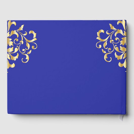 Elegant Gold & Royal Blue Bruiloft Gastenboek (Achterkant)