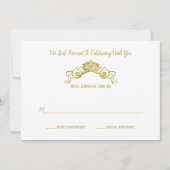 Elegant Gold Royal Crest Wedding Response Kaart (Voorkant)
