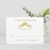 Elegant Gold Royal Crest Wedding Response Kaart (Staand voorkant)
