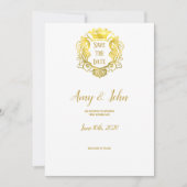 Elegant Gold Royal Crest Wedding Save the Date (Voorkant)