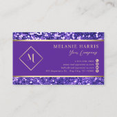 Elegant Gold & Royal Paarse Glitter Modern Visitekaartje (Achterkant)