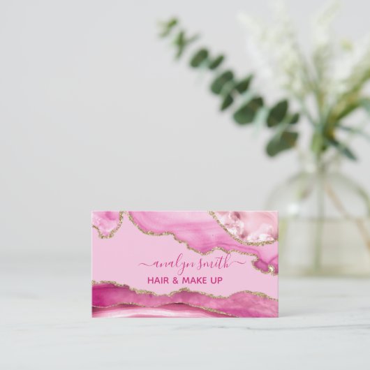 Elegant Gold roze Glitter Marble Agate Modern Chic Visitekaartje (Staand voorkant)