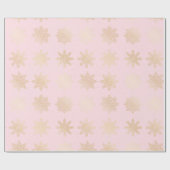 Elegant Gold & Roze Snowflake kerstpatroon Cadeaupapier (Vlak)