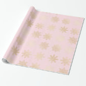 Elegant Gold & Roze Snowflake kerstpatroon Cadeaupapier (Uitgerold)