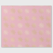 Elegant Gold & Roze Snowflake kerstpatroon Cadeaupapier (Vlak)