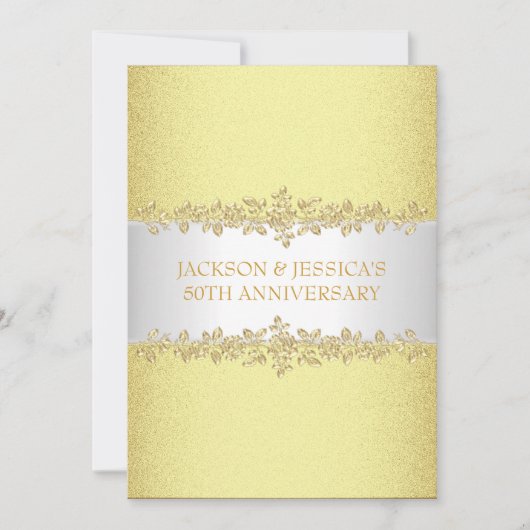 Elegant Gold Rozen 50e Jubileum Partij Kaart (Voorkant)