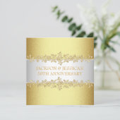 Elegant Gold Rozen 50e Jubileum Partij Kaart (Staand voorkant)