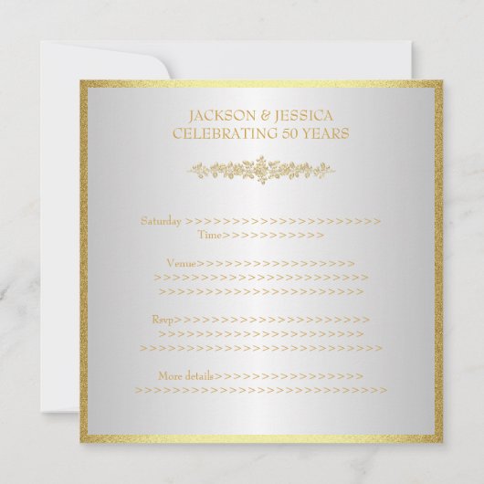 Elegant Gold Rozen 50e Jubileum Partij Kaart (Achterkant)