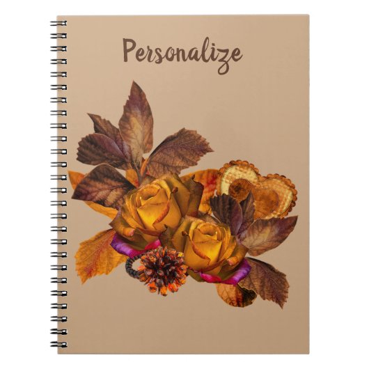 Elegant Gold Rozen Autumn Floral Bouquet Notitieboek (Voorkant)