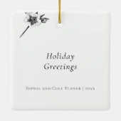 Elegant Gold Rozen eerste kersthuwelijk Foto Keramisch Ornament (Achterkant)