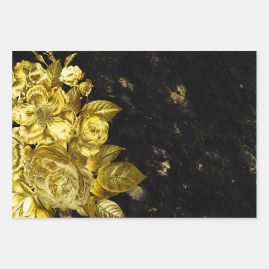 Elegant Gold rozen en zwarte marmer Inpakpapier Vel (Voorkant 2)