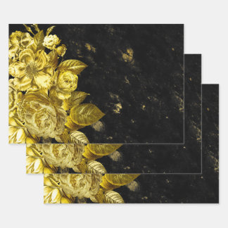 Elegant Gold rozen en zwarte marmer Inpakpapier Vel