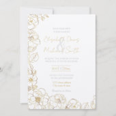 Elegant Gold Rozen Floral Line art Kaart (Voorkant)