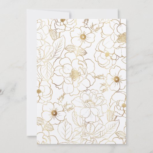 Elegant Gold Rozen Floral Line art Kaart (Achterkant)
