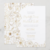 Elegant Gold Rozen Floral Line art Kaart (Voorkant / Achterkant)