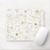 Elegant Gold Rozen Floral Line art Muismat (Met muis)