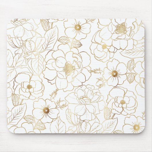 Elegant Gold Rozen Floral Line art Muismat (Voorkant)