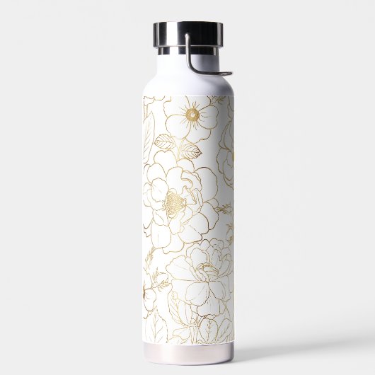Elegant Gold Rozen Floral Line art Waterfles (Links)