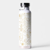 Elegant Gold Rozen Floral Line art Waterfles (Rechts)