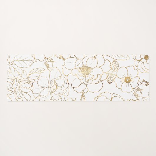 Elegant Gold Rozen Floral Line art Yogamat (Achterkant (horizontaal))