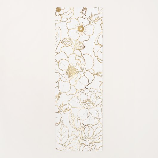 Elegant Gold Rozen Floral Line art Yogamat (Voorkant)