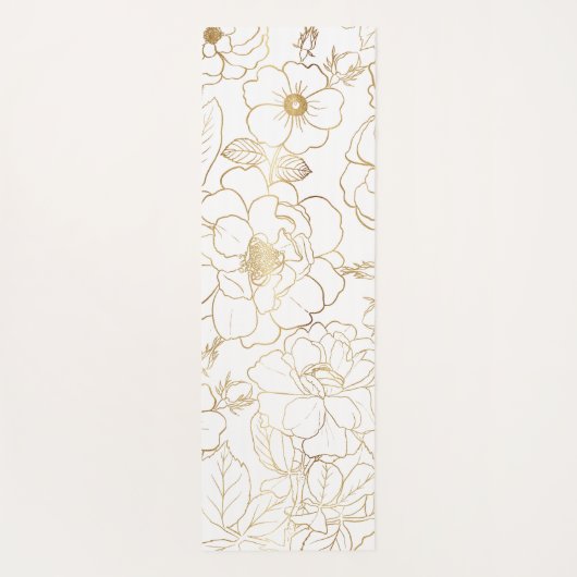 Elegant Gold Rozen Floral Line art Yogamat (Achterkant)