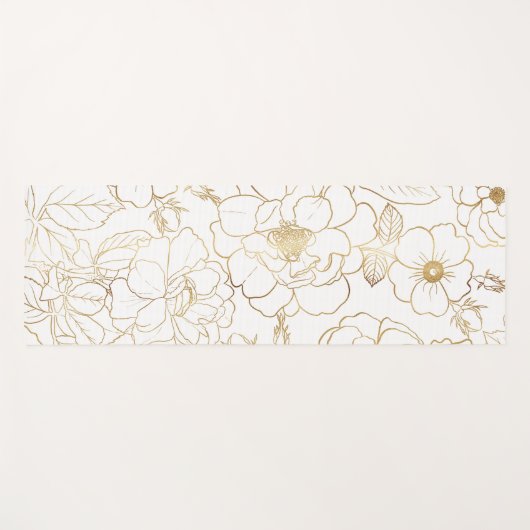Elegant Gold Rozen Floral Line art Yogamat (Voorkant (horizontaal))