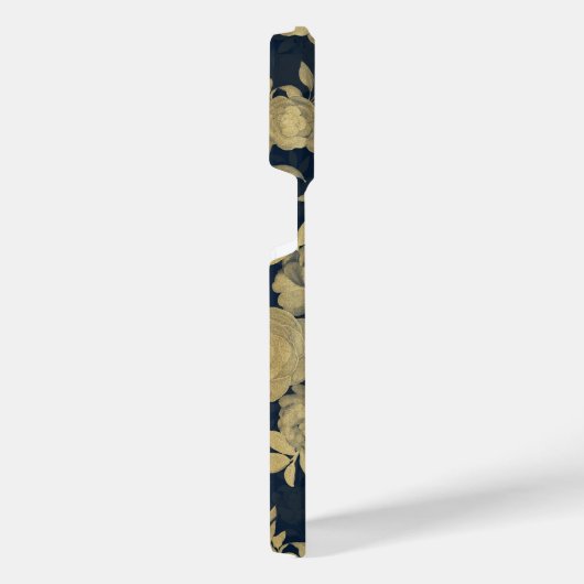 Elegant Gold Rozen Floral Navy Blue Design iPhone Hoesje (Rechterkant)