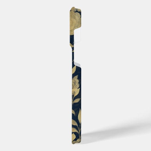 Elegant Gold Rozen Floral Navy Blue Design iPhone Hoesje (Linkerkant)